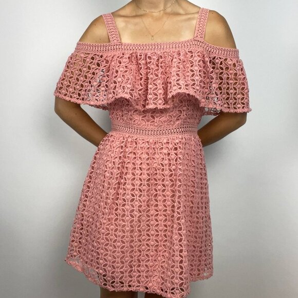 Pink BB Dakota Aitana Lace Off The Shoulder Dress - Picture 9 of 9